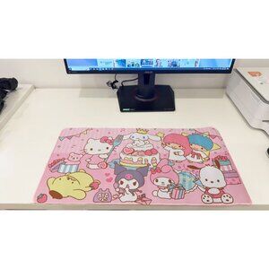 Pink Kawaii Character Party Large Desk Mat, Cute Cartoon Non-Slip Mouse Pad